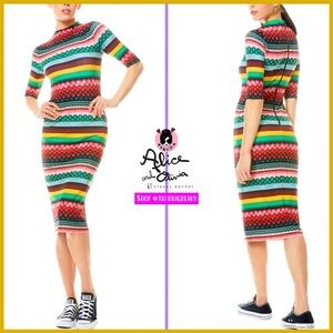Alice + Olivia Delora Boho Geo Gorgeous Fitted Cocktail Dress